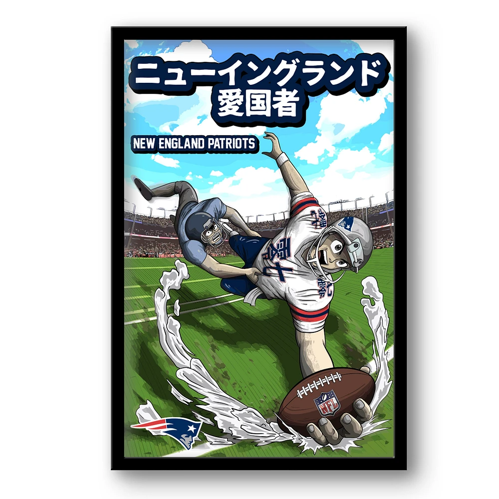 New England Patriots 14" x 20" Framed Anime Art Print
