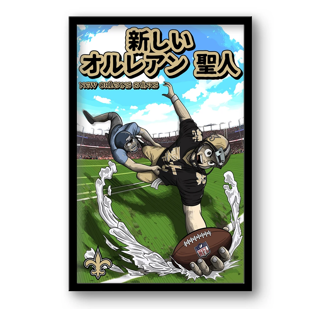 New Orleans Saints 14" x 20" Framed Anime Art Print