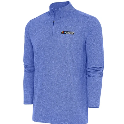 Men's Antigua Heather Royal NASCAR Hunk Quarter-Zip Pullover Top