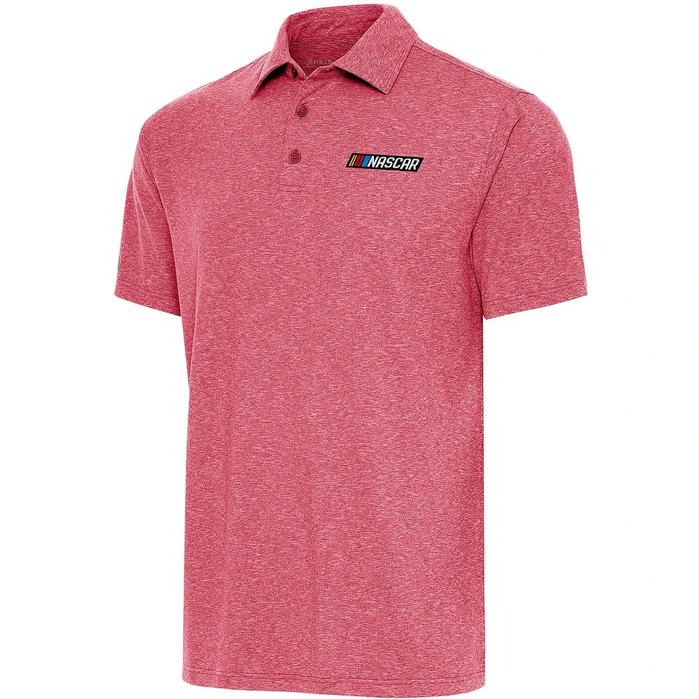 Men's Antigua Heather Red NASCAR Par Polo