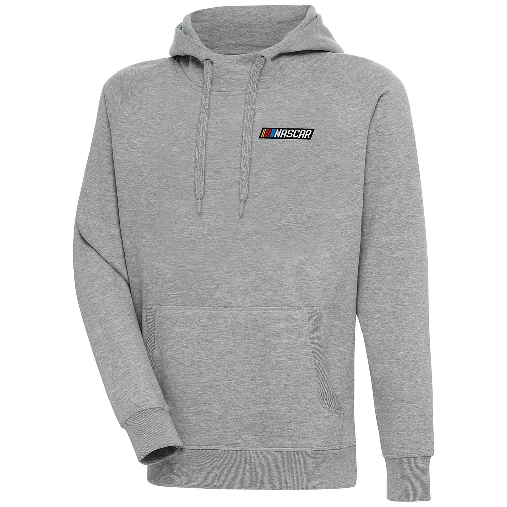 Men's Antigua Heather Gray NASCAR Victory Pullover Hoodie