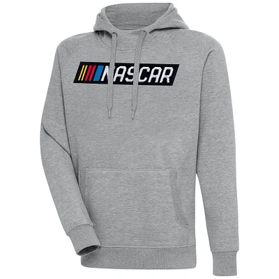 Men's Antigua  Heather Gray NASCAR Victory Chenille Pullover Hoodie