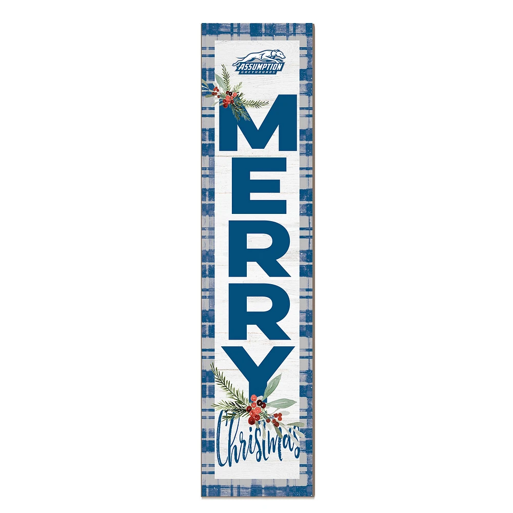 Assumption Greyhounds 12'' x 48'' Outdoor Merry Christmas Leaner