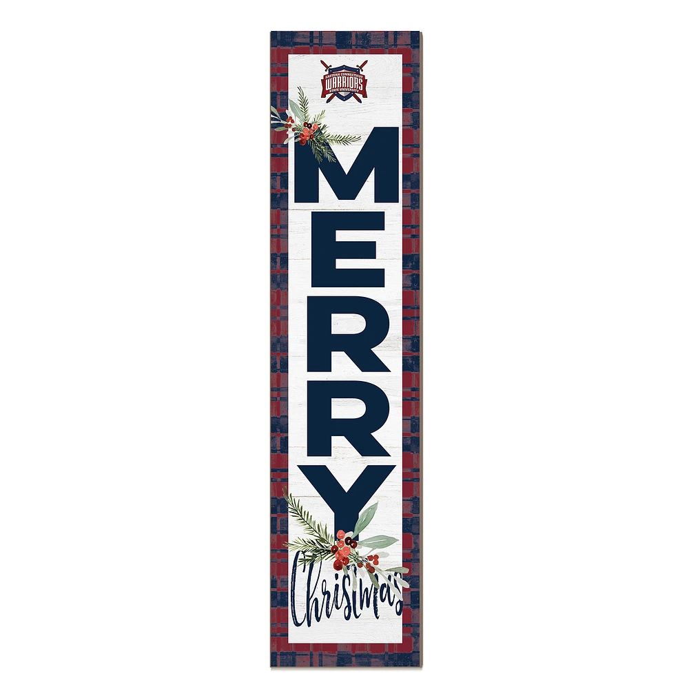 Eastern Connecticut State Warriors 12'' x 48'' Outdoor Merry Christmas Leaner