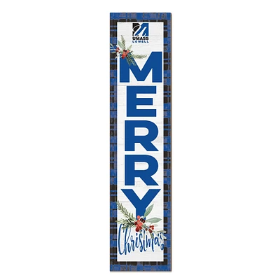 UMass Lowell River Hawks 12'' x 48'' Outdoor Merry Christmas Leaner