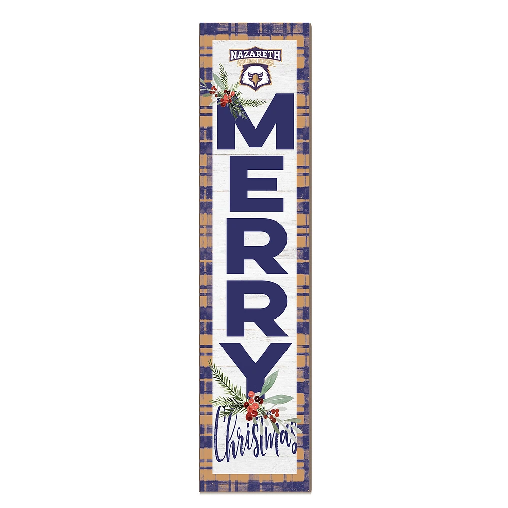 Nazareth University Golden Flyers 12'' x 48'' Outdoor Merry Christmas Leaner