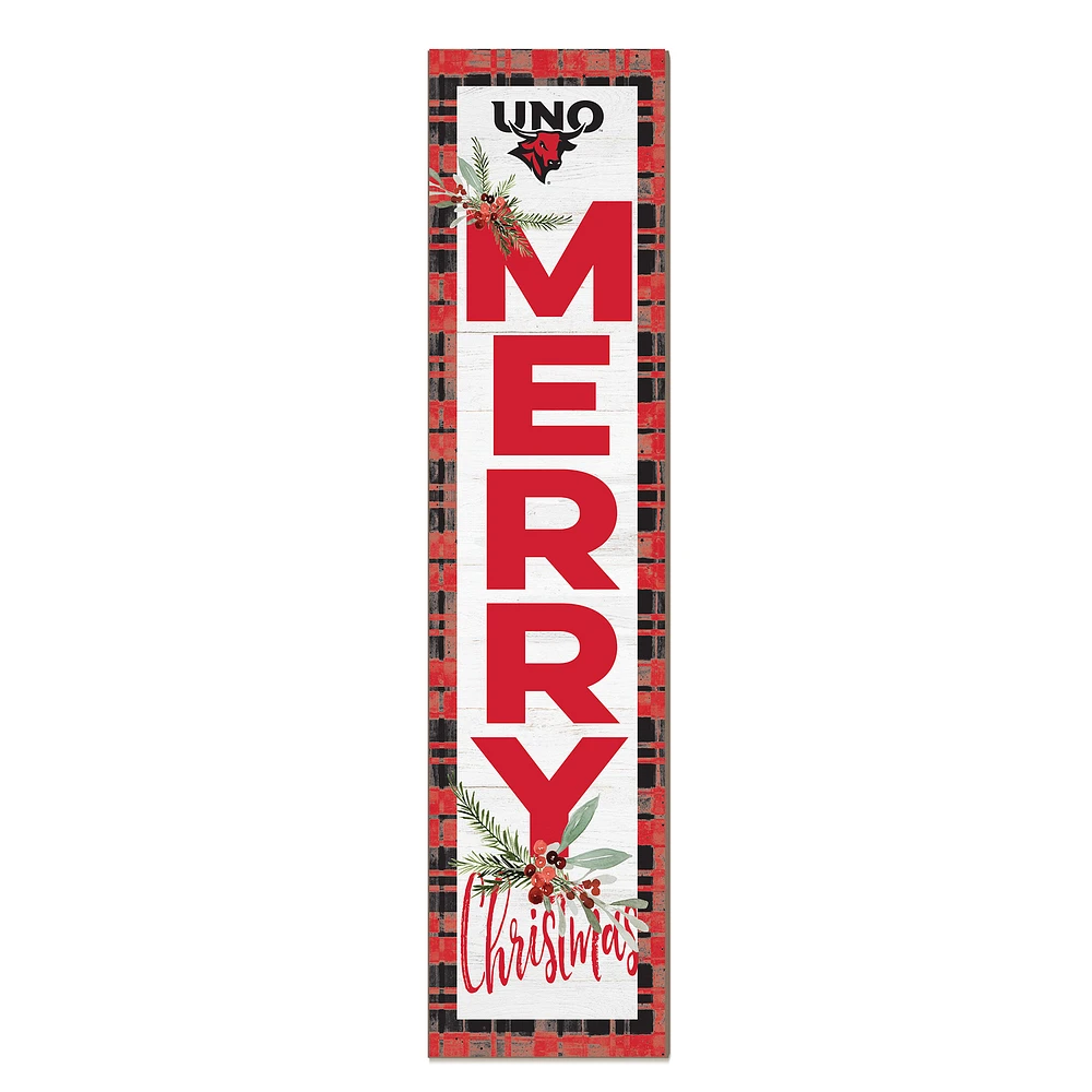 Nebraska Omaha Mavericks 12'' x 48'' Outdoor Merry Christmas Leaner