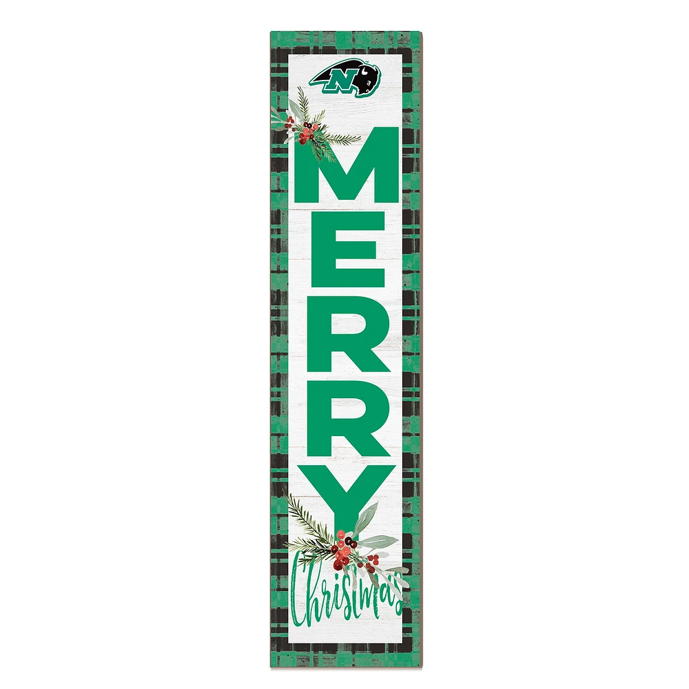 Nichols College Bison 12'' x 48'' Outdoor Merry Christmas Leaner