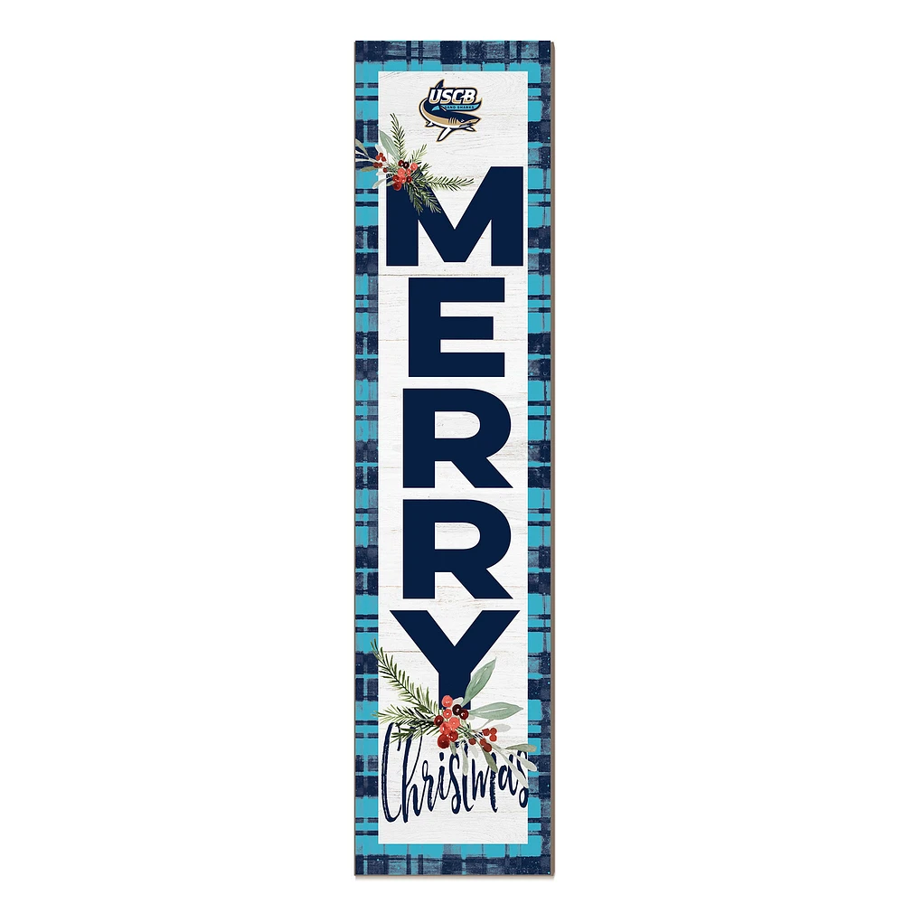 South Carolina Beaufort Sand Sharks 12'' x 48'' Outdoor Merry Christmas Leaner