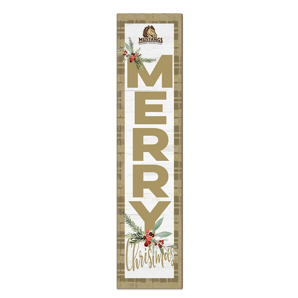 Southwest Minnesota State Mustangs 12'' x 48'' Outdoor Merry Christmas Leaner