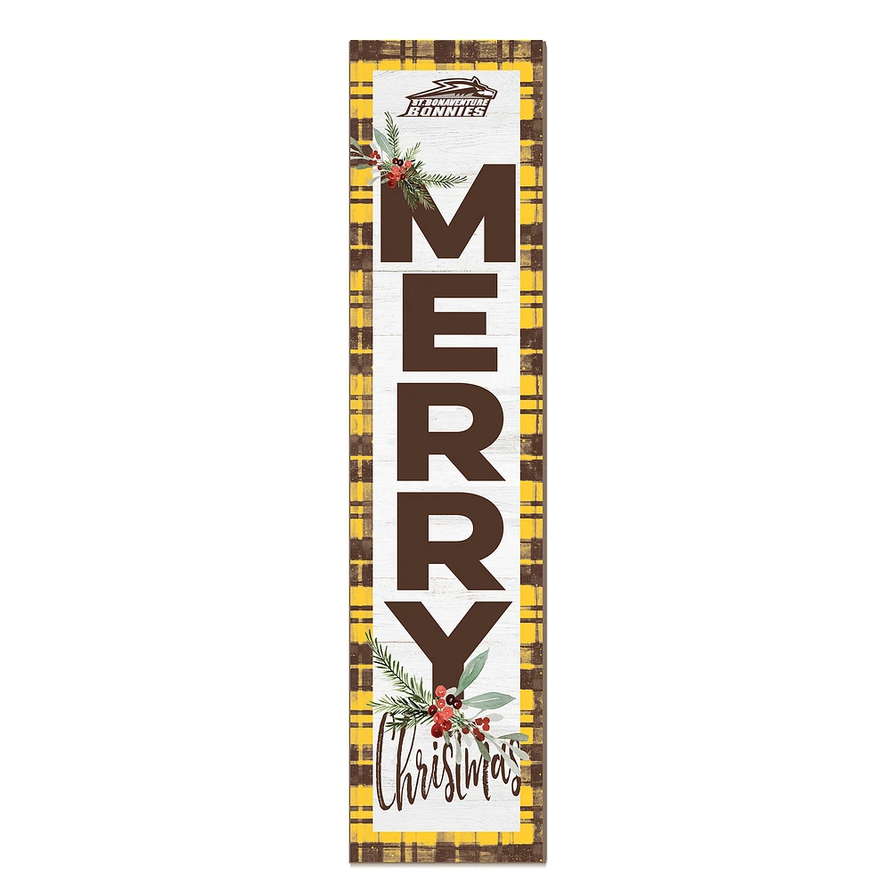 St. Bonaventure Bonnies 12'' x 48'' Outdoor Merry Christmas Leaner