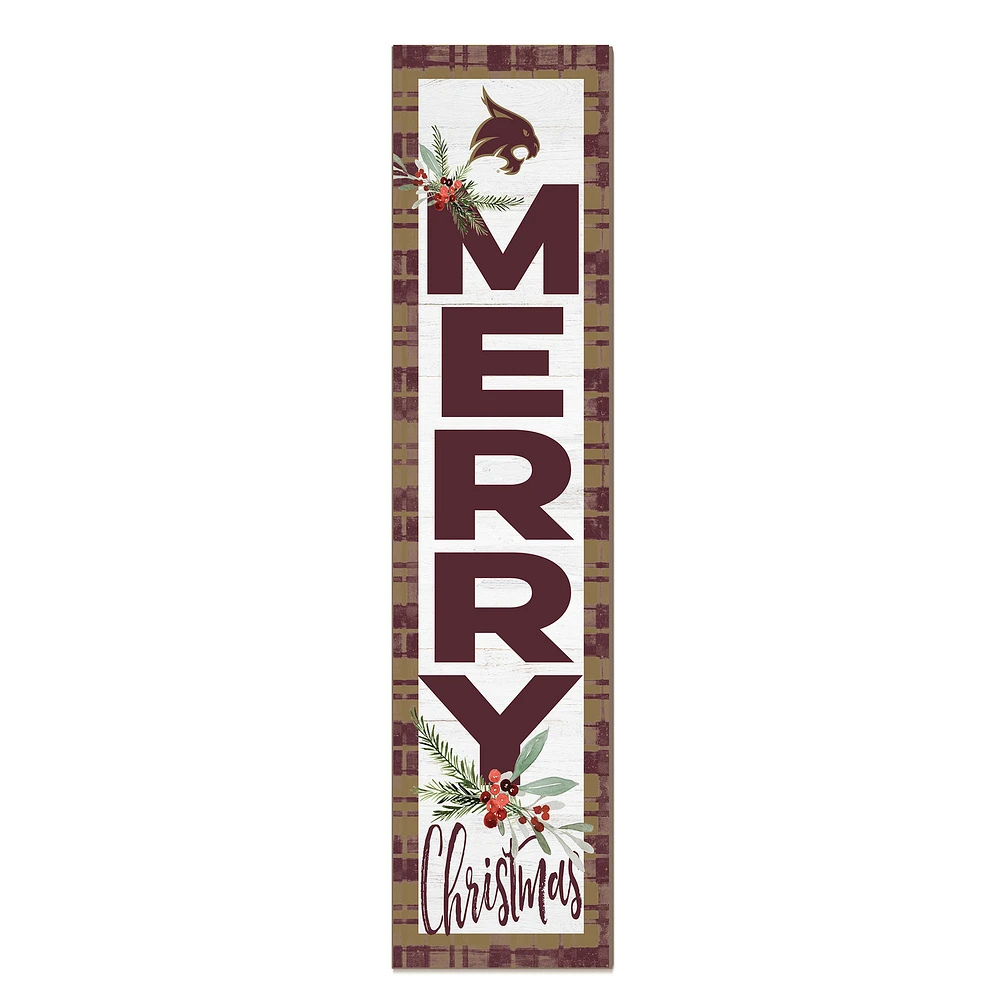 Texas State Bobcats 12'' x 48'' Outdoor Merry Christmas Leaner