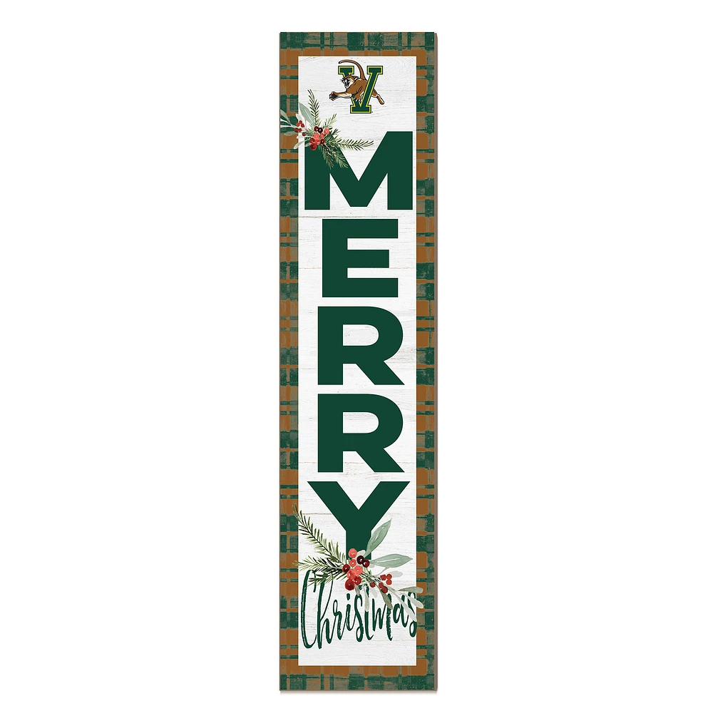 Vermont Catamounts 12'' x 48'' Outdoor Merry Christmas Leaner