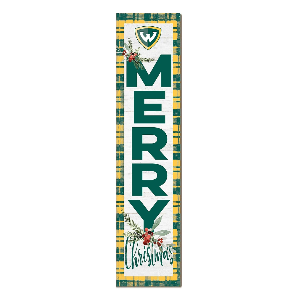 Wayne State Warriors 12'' x 48'' Outdoor Merry Christmas Leaner