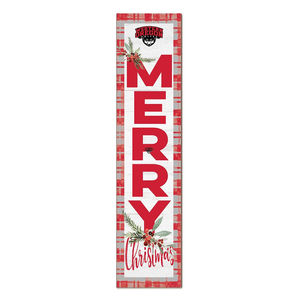 Western Oregon Wolves 12'' x 48'' Outdoor Merry Christmas Leaner