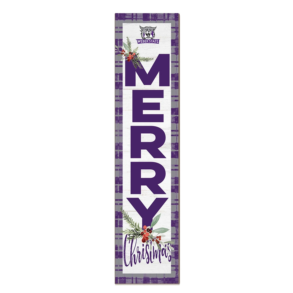 Weber State Wildcats 12'' x 48'' Outdoor Merry Christmas Leaner