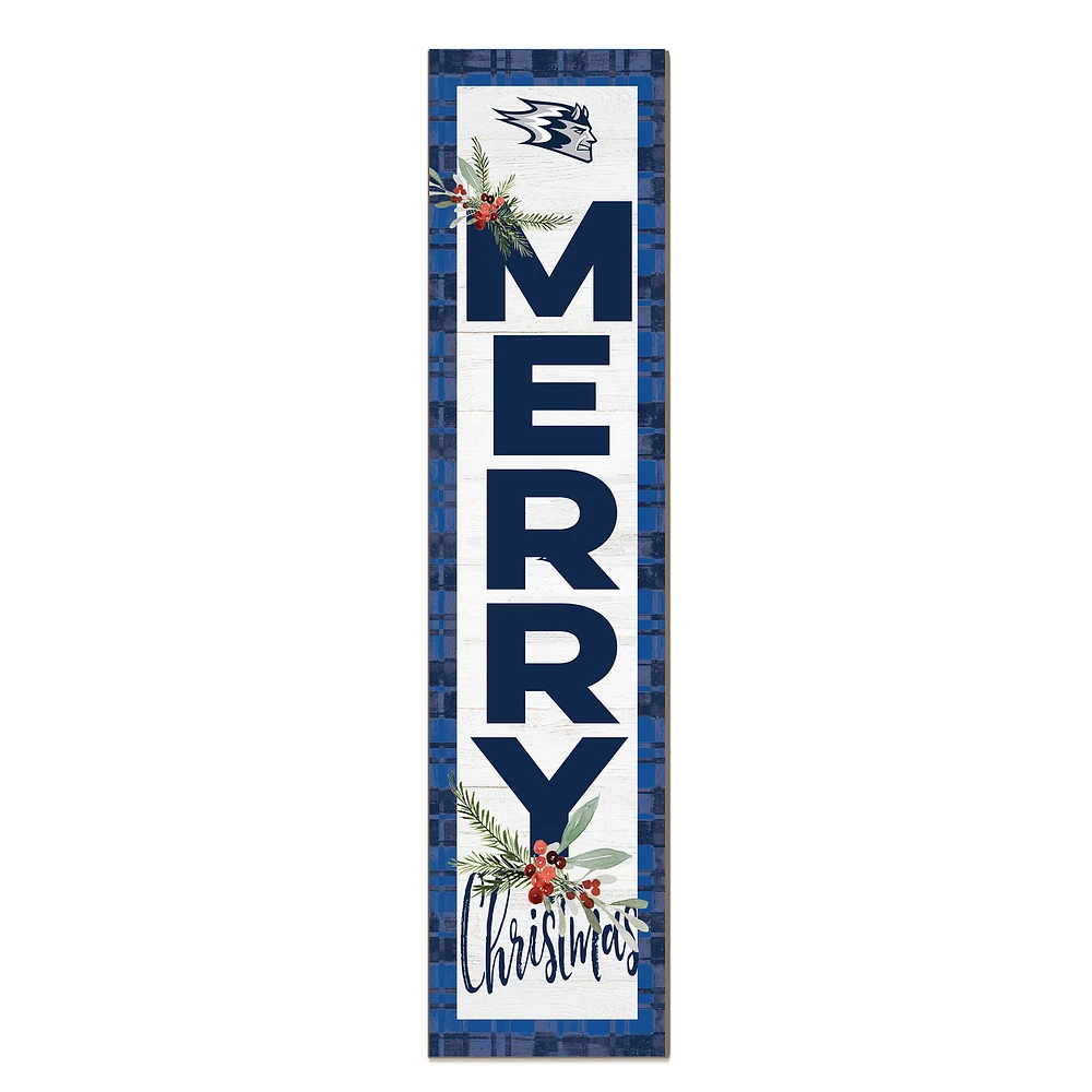 Wisconsin Stout Blue Devils 12'' x 48'' Outdoor Merry Christmas Leaner