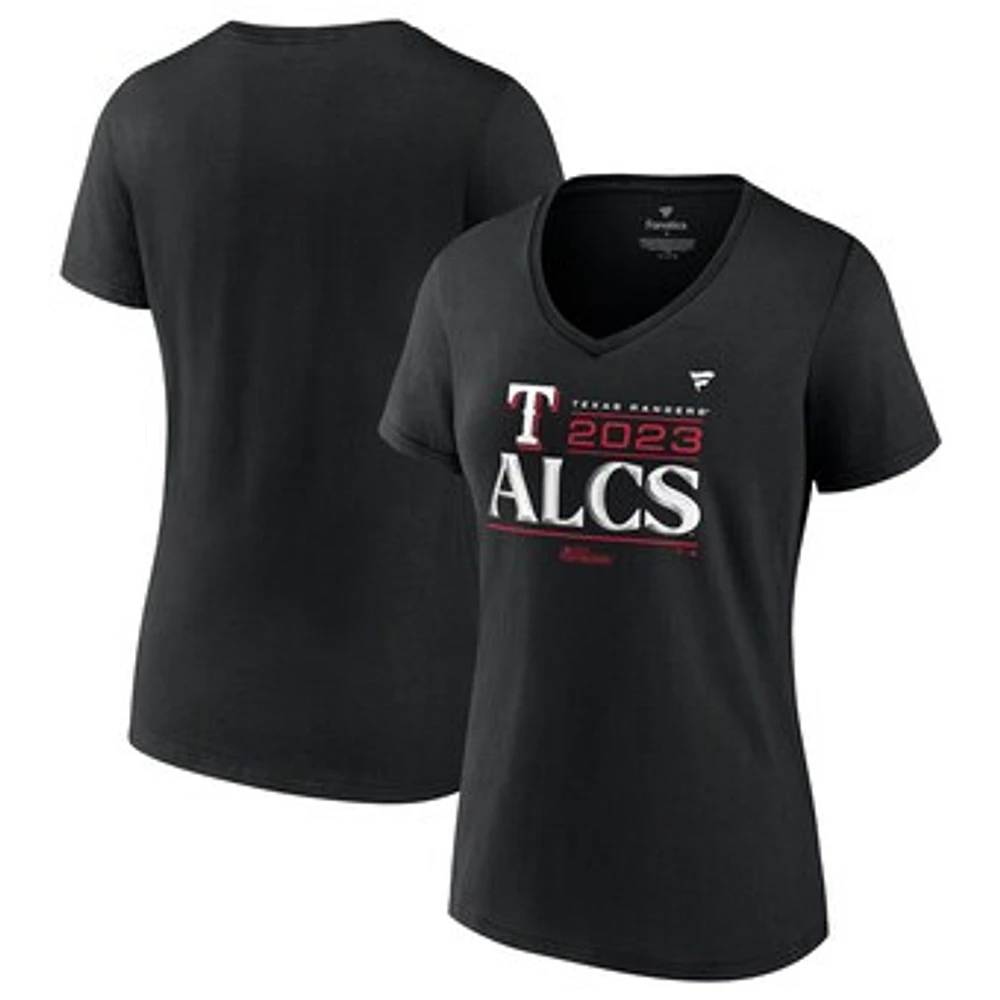 Women's Fanatics Black Texas Rangers 2023 Division Series Winner Locker Room Plus V-Neck T-Shirt