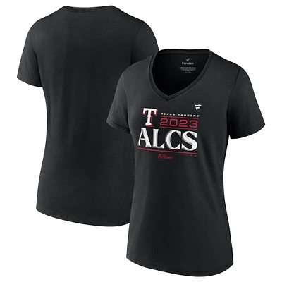 Women's Fanatics Black Texas Rangers 2023 Division Series Winner Locker Room Plus V-Neck T-Shirt