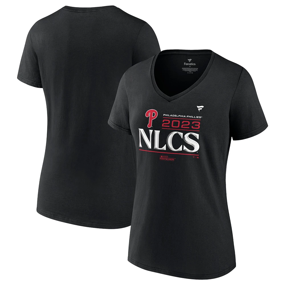 Women's Fanatics Black Philadelphia Phillies 2023 Division Series Winner Locker Room Plus Size V-Neck T-Shirt