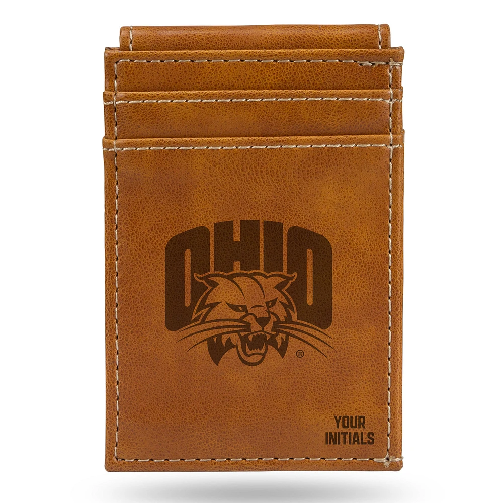 Brown Ohio Bobcats Personalized Front Pocket Wallet