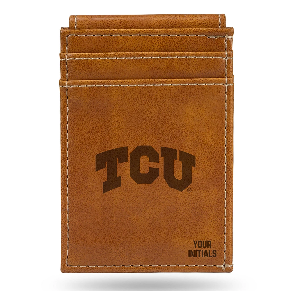 Brown TCU Horned Frogs Personalized Front Pocket Wallet