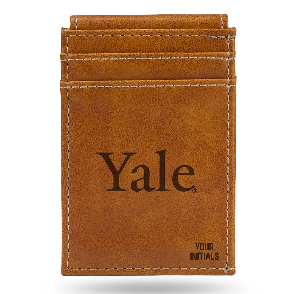 Brown Yale Bulldogs Personalized Front Pocket Wallet