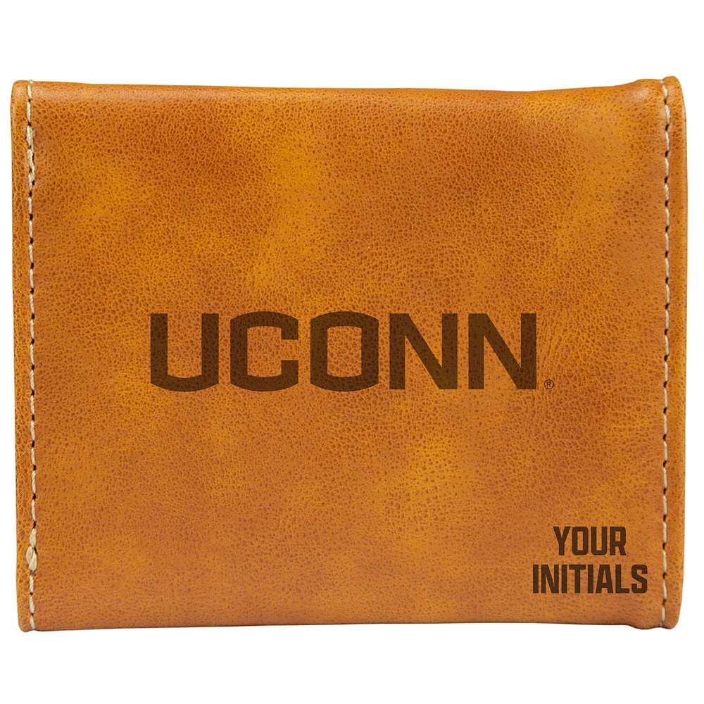 Brown UConn Huskies Personalized Trifold Wallet