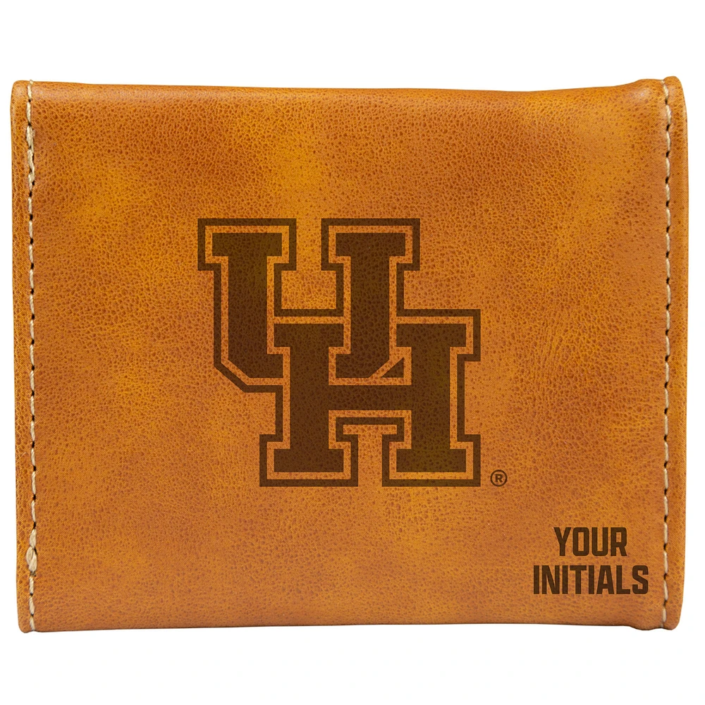 Brown Houston Cougars Personalized Trifold Wallet