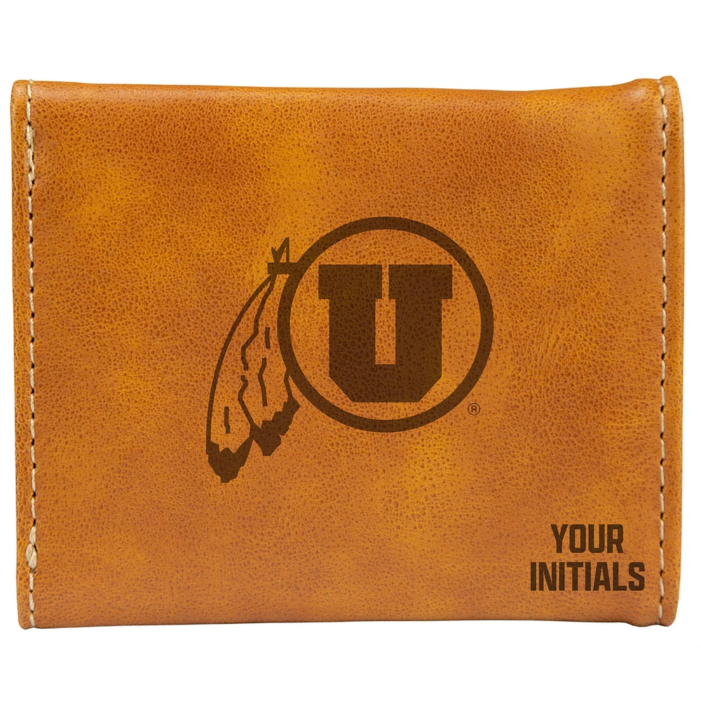 Brown Utah Utes Personalized Trifold Wallet