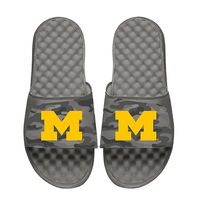 Youth ISlide Gray Michigan Wolverines Camo Slide Sandals