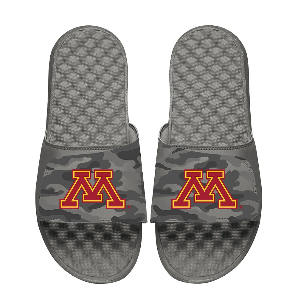 Youth ISlide Gray Minnesota Golden Gophers Camo Slide Sandals