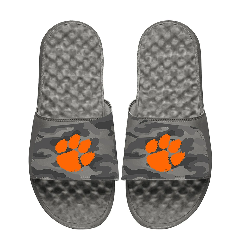 Youth ISlide Gray Clemson Tigers Camo Slide Sandals