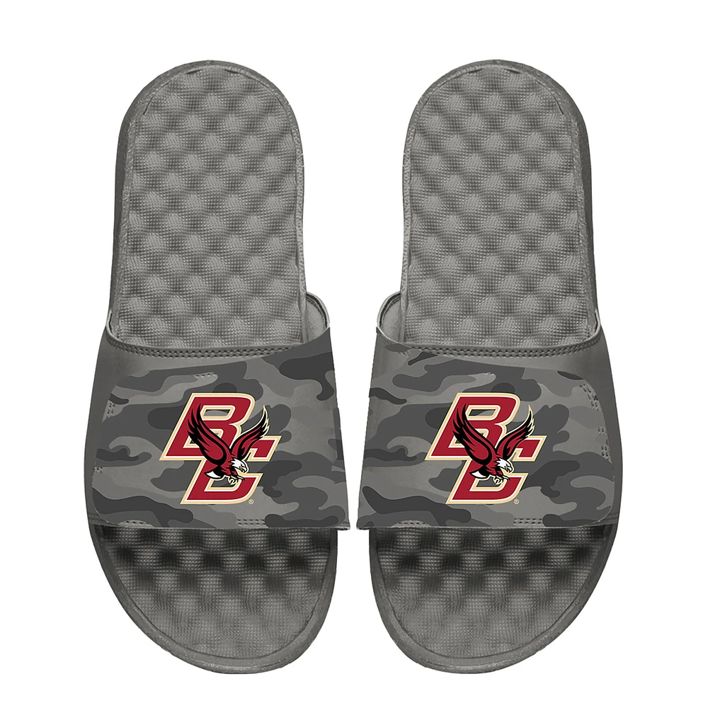 Youth ISlide Gray Boston College Eagles Camo Slide Sandals