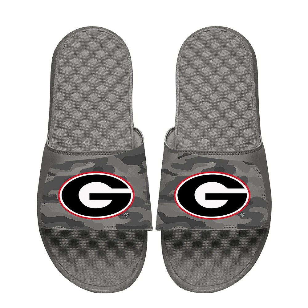 Youth ISlide Gray Georgia Bulldogs Camo Slide Sandals