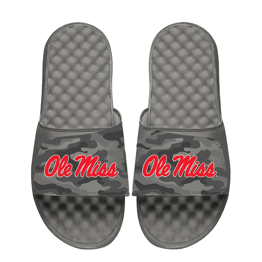 Youth ISlide Gray Ole Miss Rebels Camo Slide Sandals