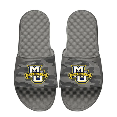 Men's ISlide Gray Marquette Golden Eagles Camo Slide Sandals