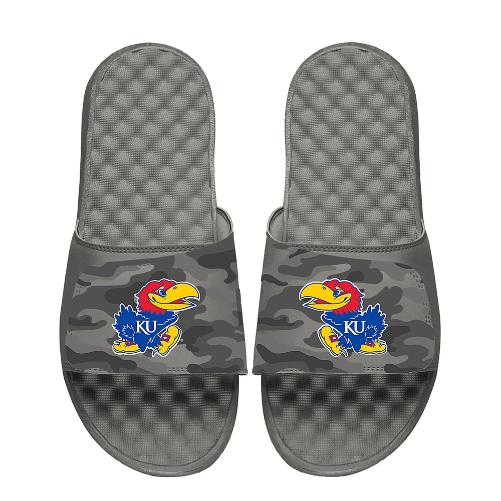 Men's ISlide Gray Kansas Jayhawks Camo Slide Sandals
