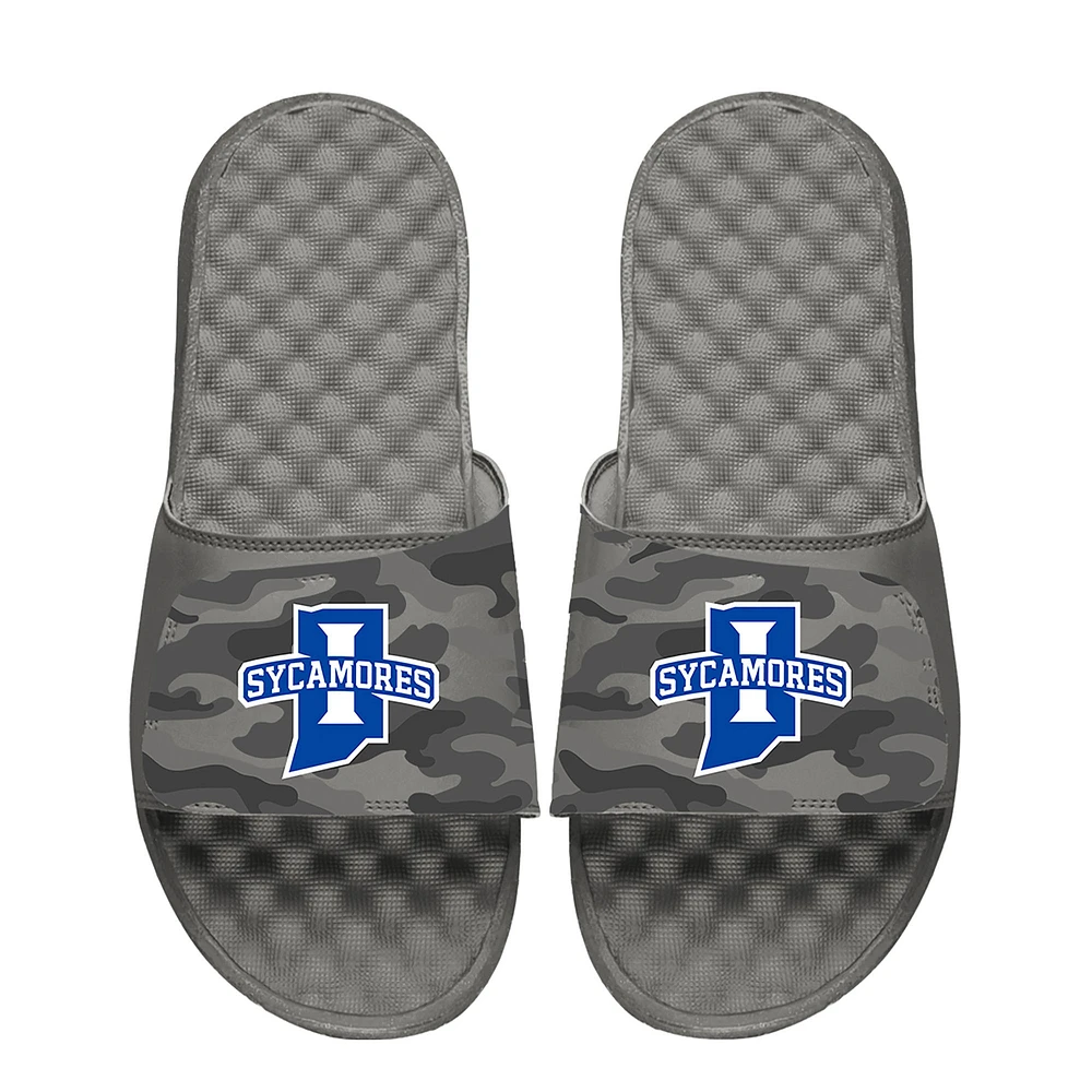 Men's ISlide Gray Indiana State Sycamores Camo Slide Sandals