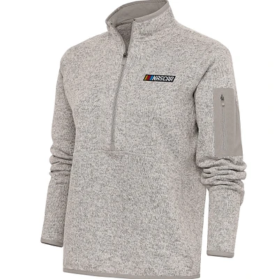 Women's Antigua  Oatmeal NASCAR Fortune Half-Zip Pullover Jacket