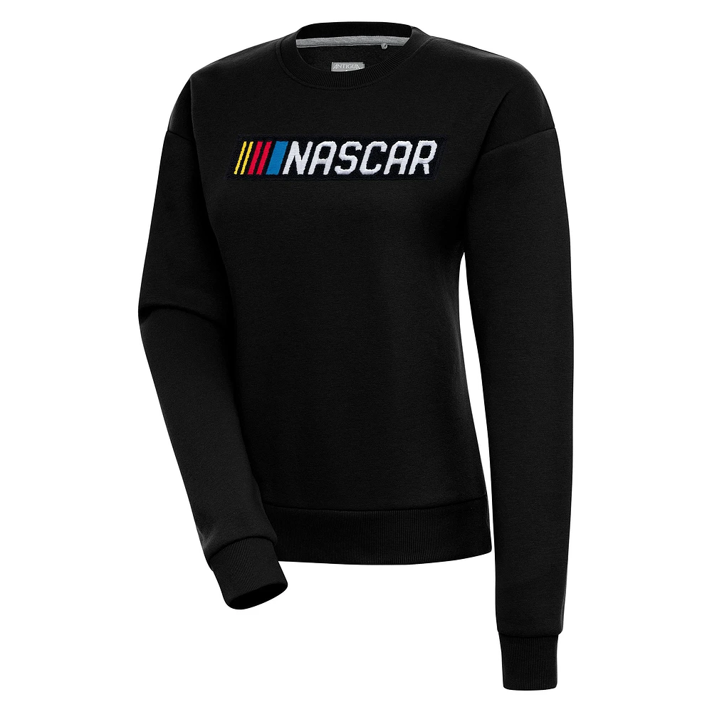 Women's Antigua Black NASCAR Victory Chenille Pullover Sweatshirt