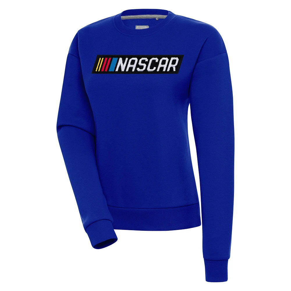 Women's Antigua Royal NASCAR Victory Chenille Pullover Sweatshirt