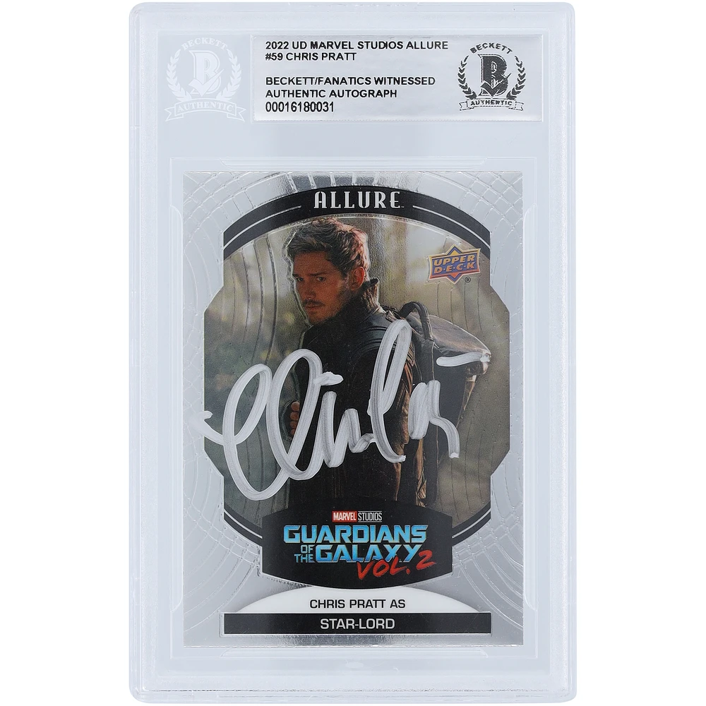 Chris Pratt Guardians of the Galaxy Autographed 2022 Upper Deck Marvel Studios Allure Star-Lord #29 Beckett Fanatics Witnessed Authenticated Card