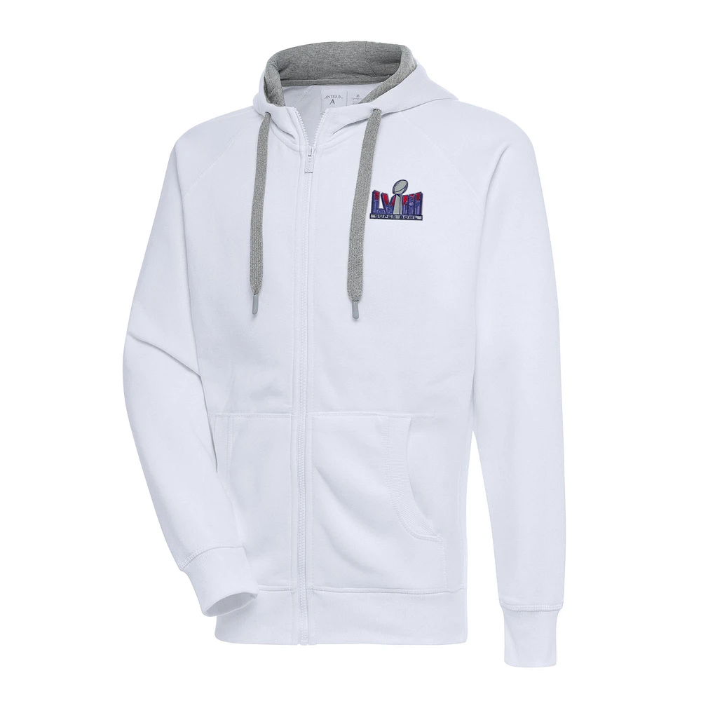 Men's Antigua White Super Bowl LVIII Victory Full-Zip Hoodie