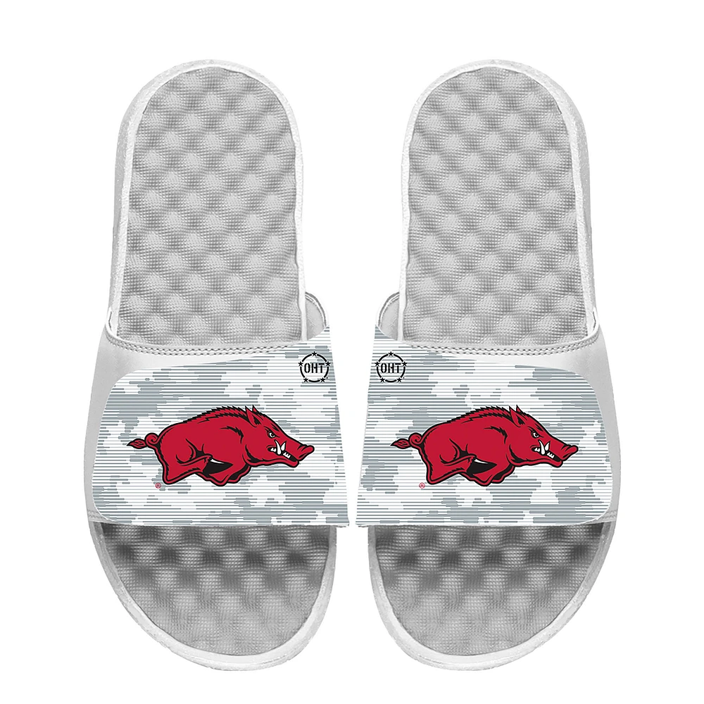 Men's ISlide White Arkansas Razorbacks Camo Slide Sandals