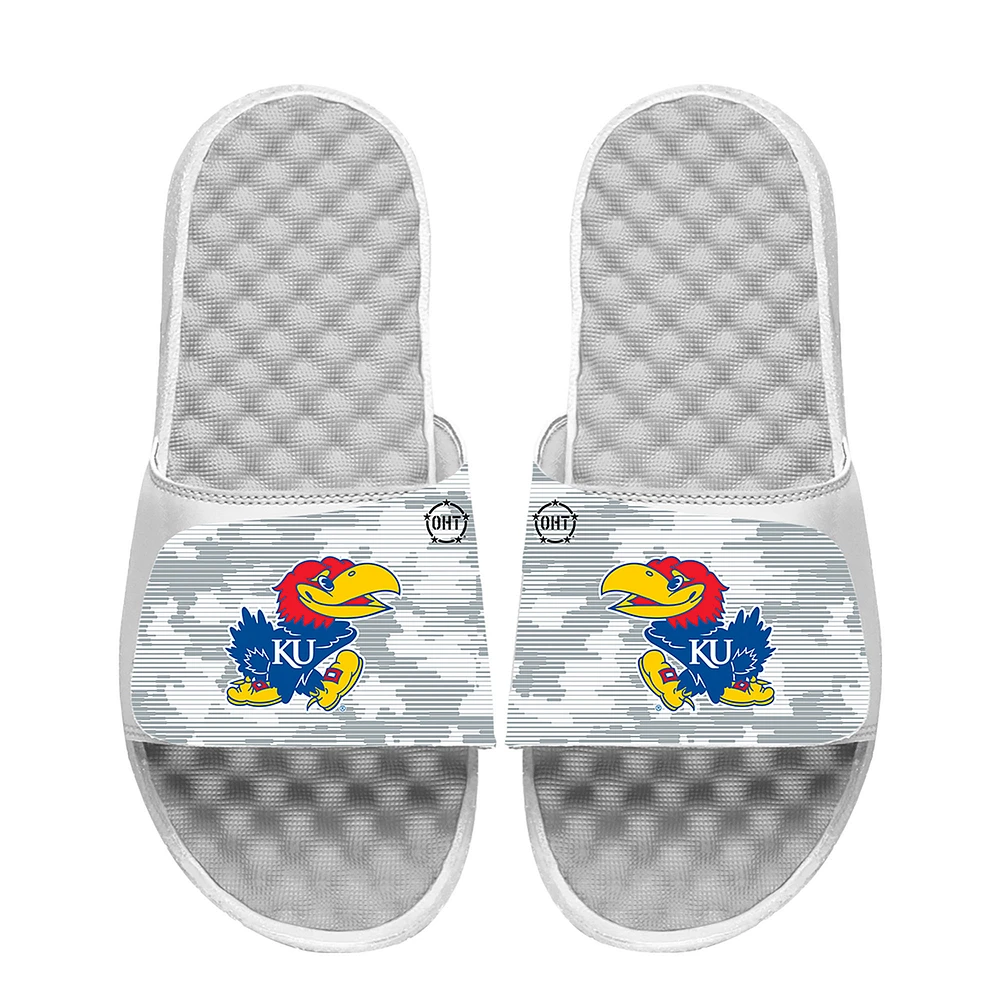 Men's ISlide White Kansas Jayhawks Camo Slide Sandals