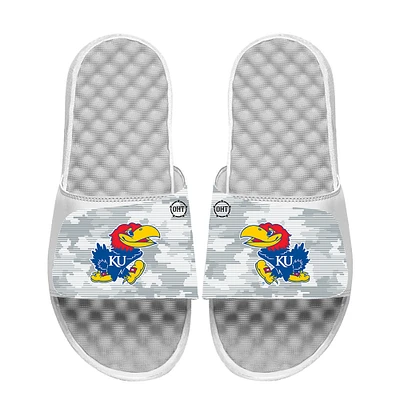 Men's ISlide White Kansas Jayhawks Camo Slide Sandals