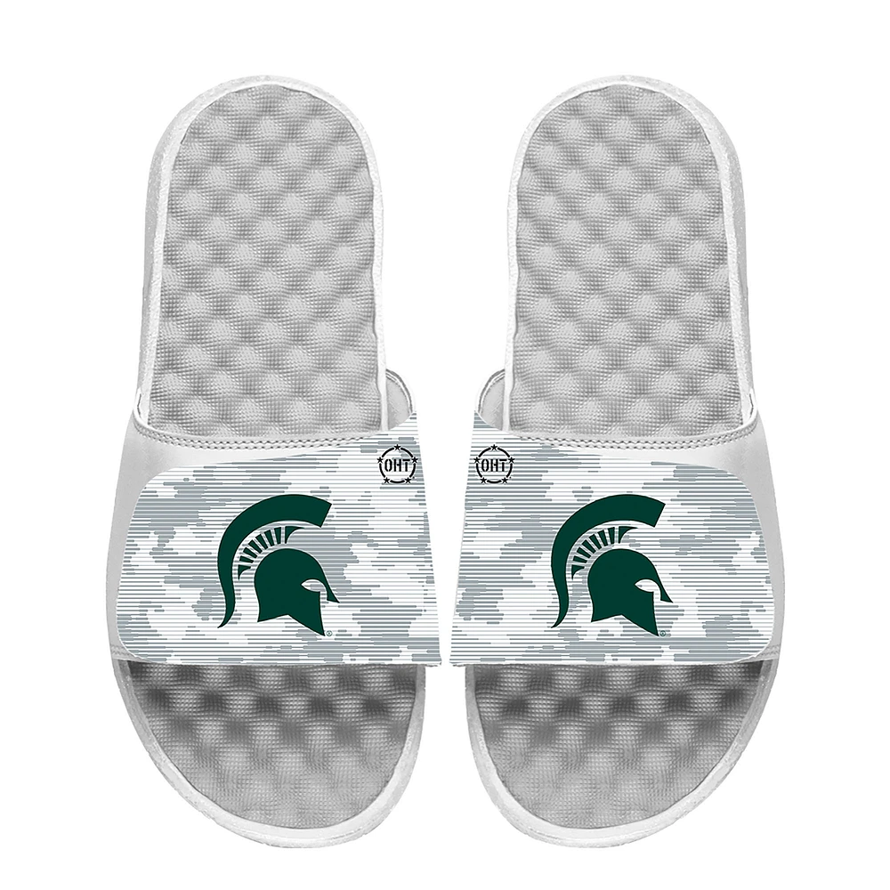 Men's ISlide White Michigan State Spartans Camo Slide Sandals