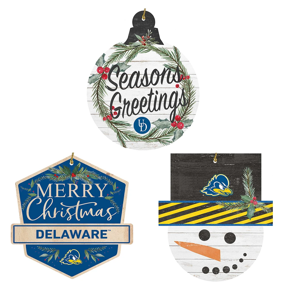 Delaware Fightin' Blue Hens Ornament Bundle