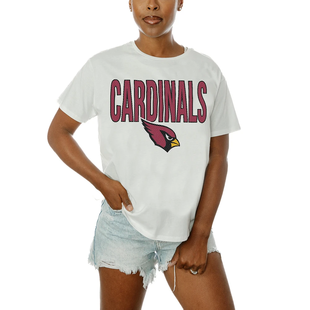 Women's Gameday Couture White Arizona Cardinals Oversized Keep It Up T-Shirt
